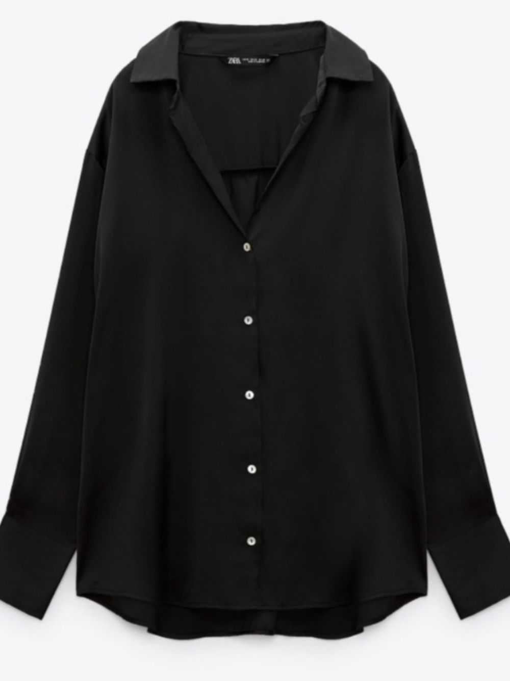 ZARA Black Satin Effect Boho Chic Top - Picture 2 of 5